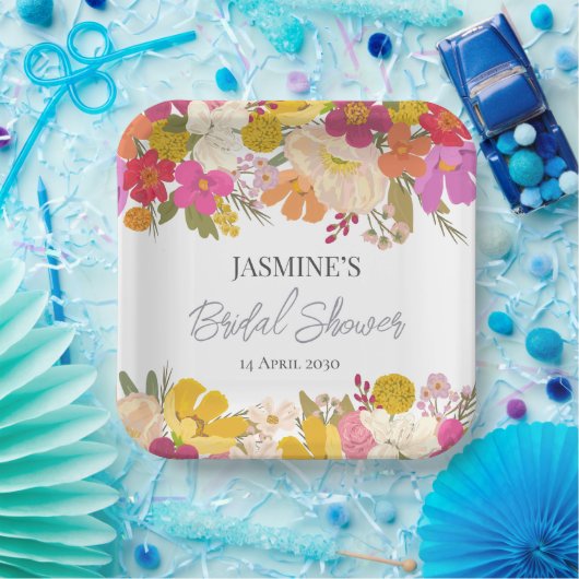フローラガーデンサマーブライダルシャワー ペーパープレート (パーティー)