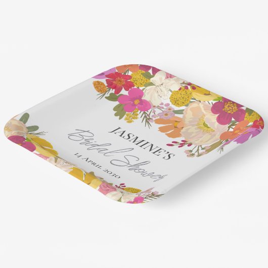 フローラガーデンサマーブライダルシャワー ペーパープレート (傾斜あり)