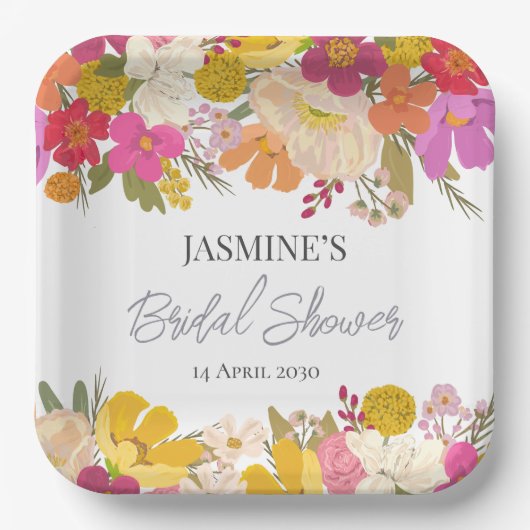 フローラガーデンサマーブライダルシャワー ペーパープレート (正面)