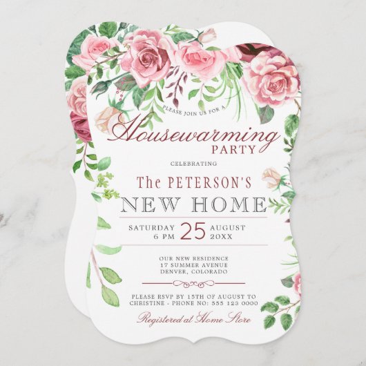 フローラガーデンサマー引っ越し祝いパーティーパーティー 招待状 (正面/裏面)