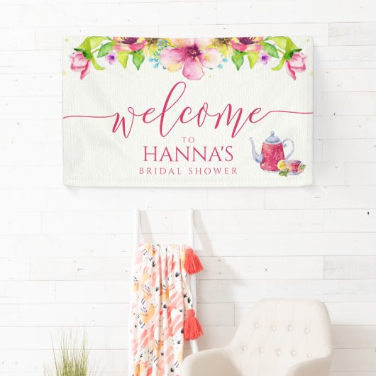フローラガーデンティーパーティーブライダルシャワー 横断幕 (インサイチュ)