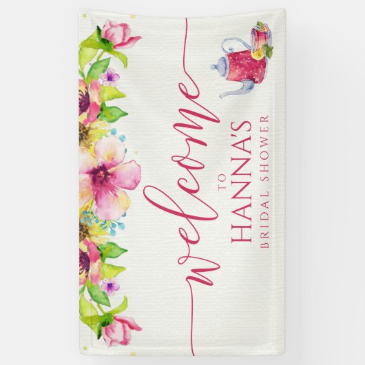 フローラガーデンティーパーティーブライダルシャワー 横断幕 (縦)