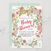 フローラガーデンテーマベビーシャワー 招待状 (正面/裏面)
