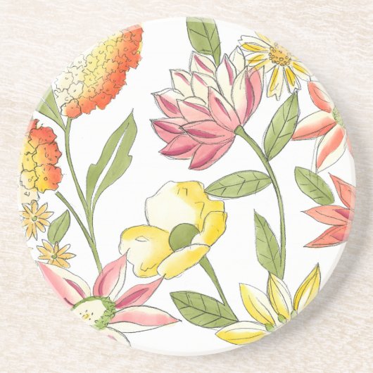 フローラガーデンデザイン(白い背景) コースター (正面)