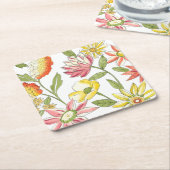 フローラガーデンデザイン（白い背景） スクエアペーパーコースター (アングル)