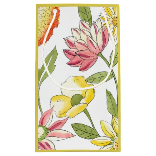 フローラガーデンデザイン(白い背景) スモールペーパーバッグ (裏面)