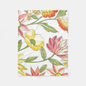 フローラガーデンデザイン（白い背景） フリースブランケット (正面)