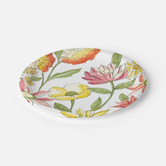フローラガーデンデザイン(白い背景) ペーパープレート (アングル)