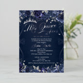フローラガーデンネイビーシルバーミスカンスキンセアニェラ 箔招待状 (立ち正面)