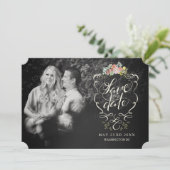 フローラガーデンハンドレタリング日付カードの保存 セーブザデート (スタンド正面)