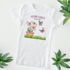 フローラガーデンバタフライトンボ水色 Tシャツ