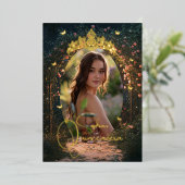 フローラガーデンバタフライフォトブルゴーニュキンセアニェラ 箔招待状 (立ち正面)