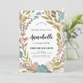 フローラガーデンパーティーホワイト誕生日招待状 招待状 (スタンド正面)