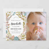 フローラガーデンパーティー白写真第1誕生日 招待状 (正面)