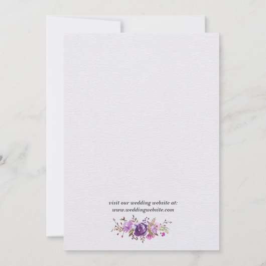 フローラガーデンパープルバイオレットラベンダー結婚薄紫 招待状 (裏面)