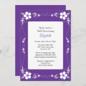 フローラガーデンパープルブライダルシャワー招待 招待状 (正面/裏面)