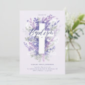 フローラガーデンパープルリーフクロスベビーバプテスマ 招待状 (スタンド正面)
