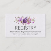 フローラガーデンパープル結婚牡丹のレジストリ エンクロージャーカード (正面)