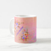 フローラガーデンピンクの水の色をパーソナライズ コーヒーマグカップ (正面左)
