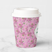 フローラガーデンピンクゼラニウム任意の色の文字 紙コップ (右)