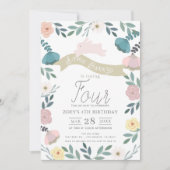 フローラガーデンピンクバニーガール誕生日 招待状 (正面)
