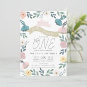 フローラガーデンピンクバニーガール1st誕生日 招待状 (スタンド正面)