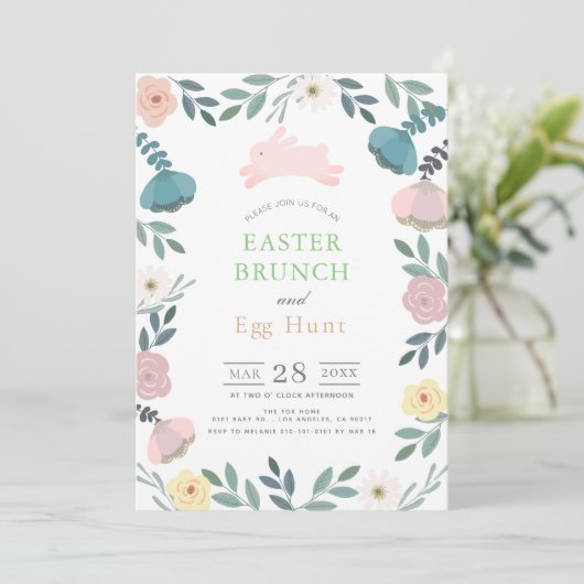 フローラガーデンピンクバニーホワイトイースターブランチ 招待状 (スタンド正面)