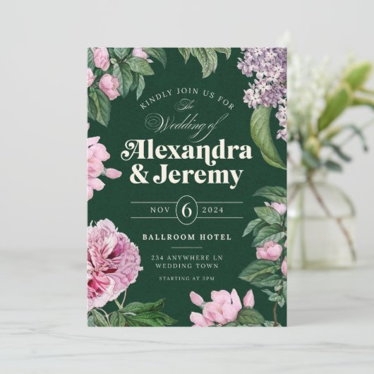 フローラガーデンピンク&グリーン結婚式招待状 招待状 (スタンド正面)