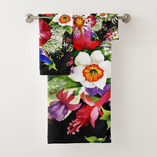 フローラガーデンフラワーナリカス葉白い赤 バスタオルセット (インサイチュ)