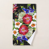 フローラガーデンフラワーナリカス葉白い赤 バスタオルセット (ハンドタオル)