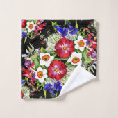 フローラガーデンフラワーナリカス葉白い赤 バスタオルセット (ウォッシュタオル)