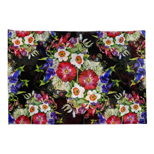 フローラガーデンフラワーナリカス葉白い赤 枕カバー (裏面-右)