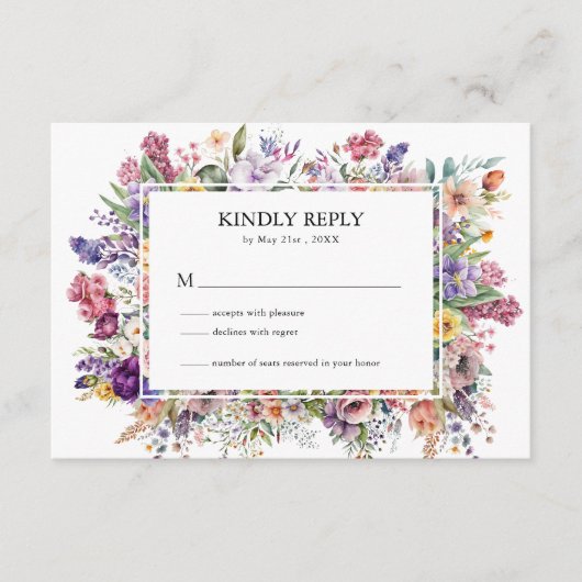 フローラガーデンフレームRSVP結婚のエンクロージャカード エンクロージャーカード (正面)