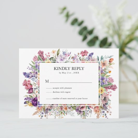 フローラガーデンフレームRSVP結婚のエンクロージャカード エンクロージャーカード (スタンド正面)