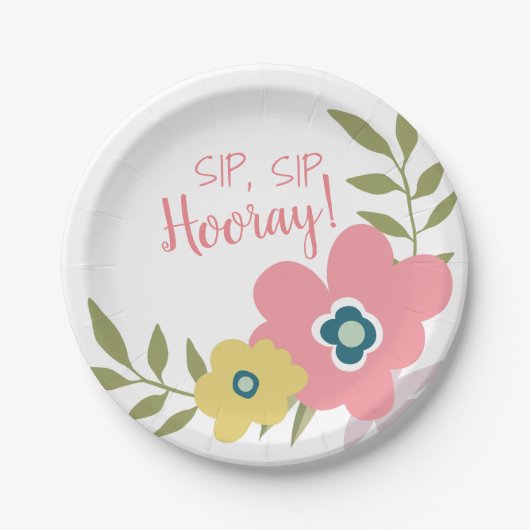 フローラガーデンブライダルシャワーまたはベビーシャワー ペーパープレート (正面)