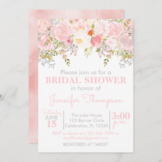 フローラガーデンブライダルシャワー招待 招待状 (正面/裏面)
