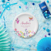 フローラガーデンベビーシャワーバタフライテーマ ペーパープレート (パーティー)