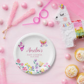 フローラガーデンベビーシャワーバタフライテーマ ペーパープレート (パーティー)