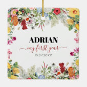 フローラガーデンベビー1年目の写真コラージュ セラミックオーナメント (裏面)