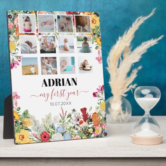 フローラガーデンベビー1年目の写真コラージュ フォトプラーク (側面)