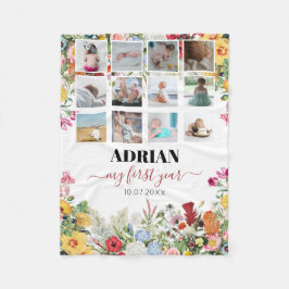 フローラガーデンベビー1年目の写真コラージュ フリースブランケット