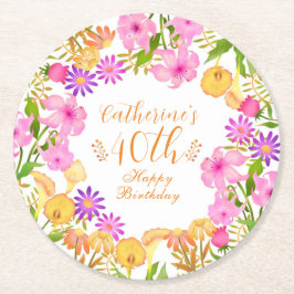 フローラガーデンホワイト ラウンドペーパーコースター