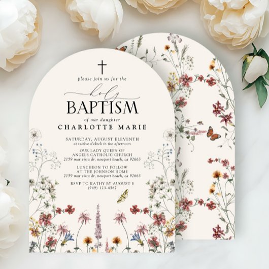 フローラガーデンホーリーバプテスマ水彩野花 招待状