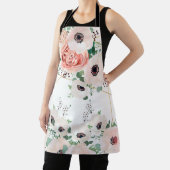 フローラガーデンボタニカルフラワーウォーターカラーグリーン エプロン (インサイチュ)