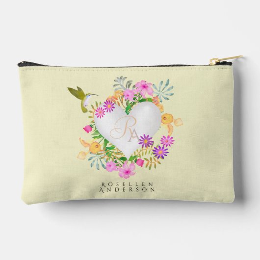 フローラガーデンモノグラムハートベージュ アクセサリーポーチ (裏面)