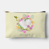 フローラガーデンモノグラムハートベージュ アクセサリーポーチ (正面)