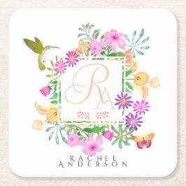 フローラガーデンモノグラム スクエアペーパーコースター