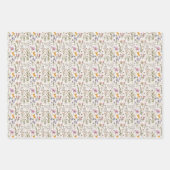 フローラガーデンワイルドフラワーパターンボタニカルグリーン ラッピングペーパーシート (正面3)