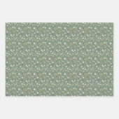 フローラガーデンワイルドフラワーパターンボタニカルグリーン ラッピングペーパーシート (正面2)