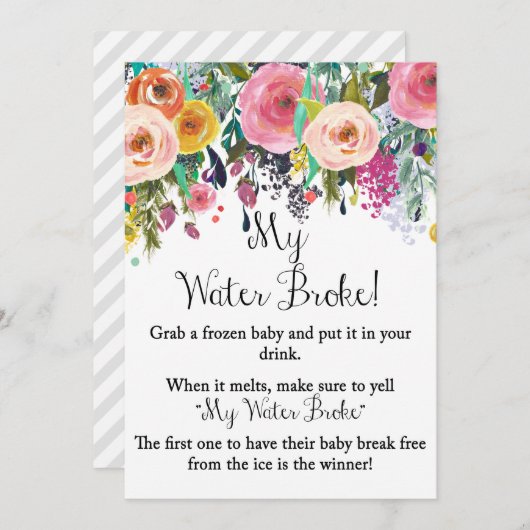 フローラガーデン私の水がゲームのサイン5x7インチのサイズを壊した 招待状 (正面/裏面)